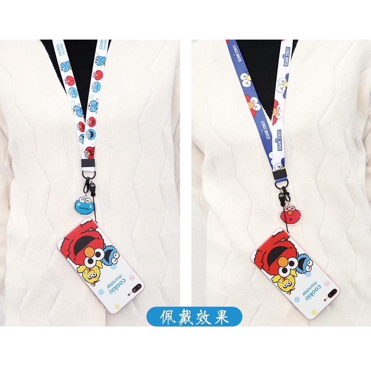 Lucu pribadi influencer Sesame street fashion ponsel merek ponsel lanyard halter cocok untuk Huawei