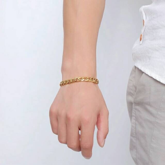 Gelang Pria Wanita Rantai Gold Emas Titanium