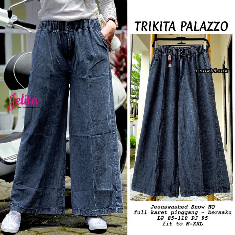 TRIKITA KULOT JEANS JUMBO SNOW KANCING 2 / ZOLZA PALLAZO / WIDE LEG JEANS