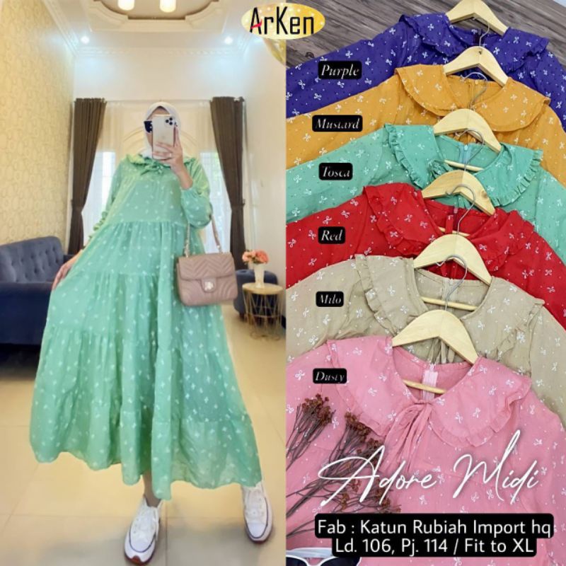 ADORE midi DRESS CANTIK ld 106 pb 114 arken original