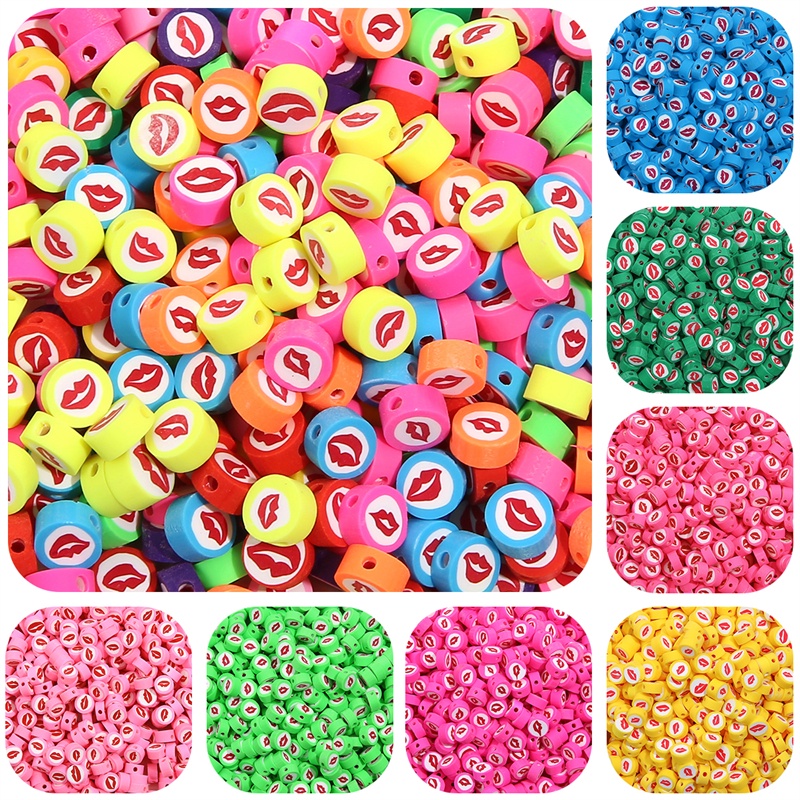 30 Buah/Banyak 10Mm Clay Spacer Manik-manik Bibir Oval Manik-manik Tanah Liat Polimer Manik-manik untuk Membuat Perhiasan DIY Buatan Tangan Gelang Aksesoris Wanita