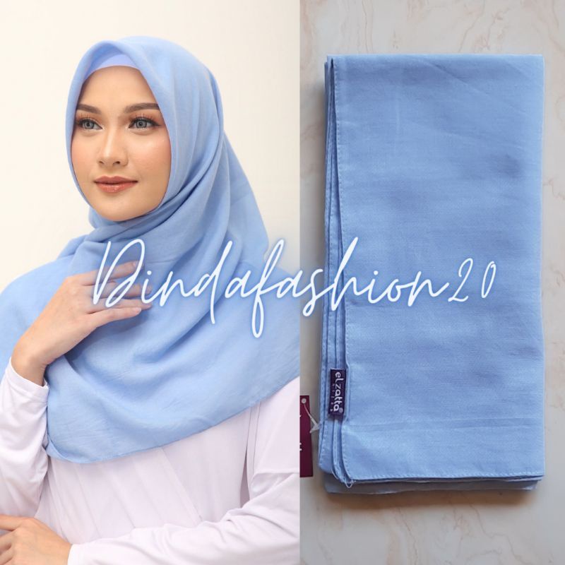 Elzatta Keisha Sadia Jilbab Kerudung Segiempat Polos Bahan Polycotton size 110x110cm-534 Biru Muda