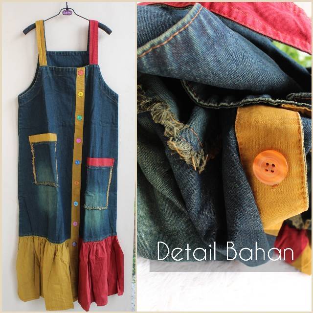 Overall Wanita Jeans Katun Warna Warni Import Premium / geser untuk foto lebih jelas