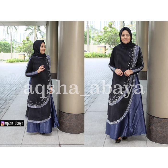 Abaya / Gamis Satin Manggo Embos Mix Ceruti Exclusive Kamess