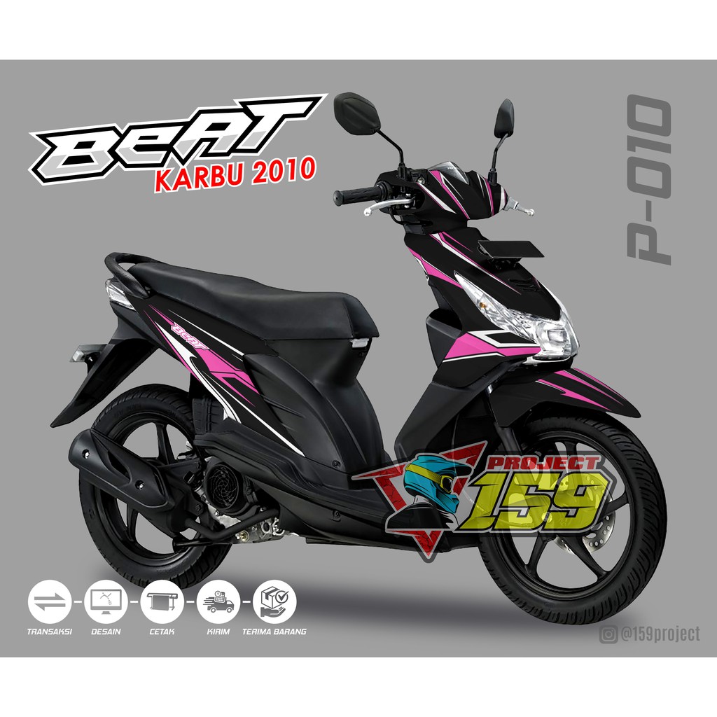 Decal Stiker Motor Beat Karbu 2010 - P-010 Black Pink Livery