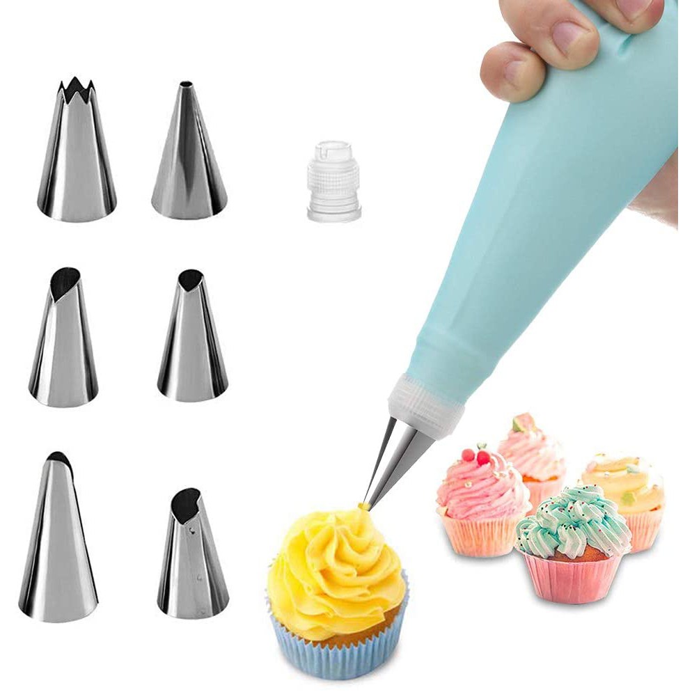 Piping bag silikon set nozzle spuit 8in1 serbaguna penghias kue pastry