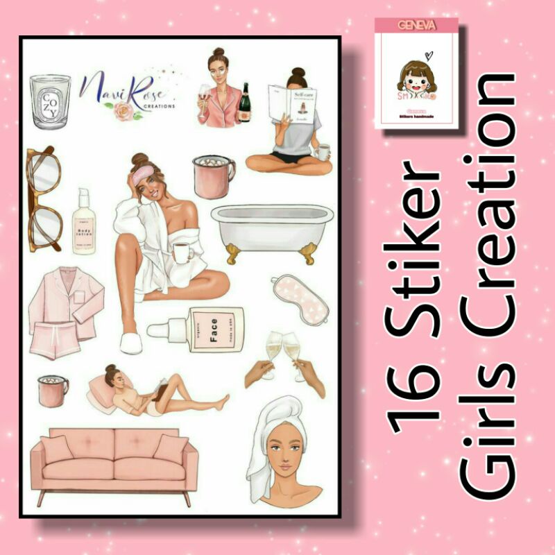 

16pcs stiker girls creation dekorasi laptop dll murah lucu