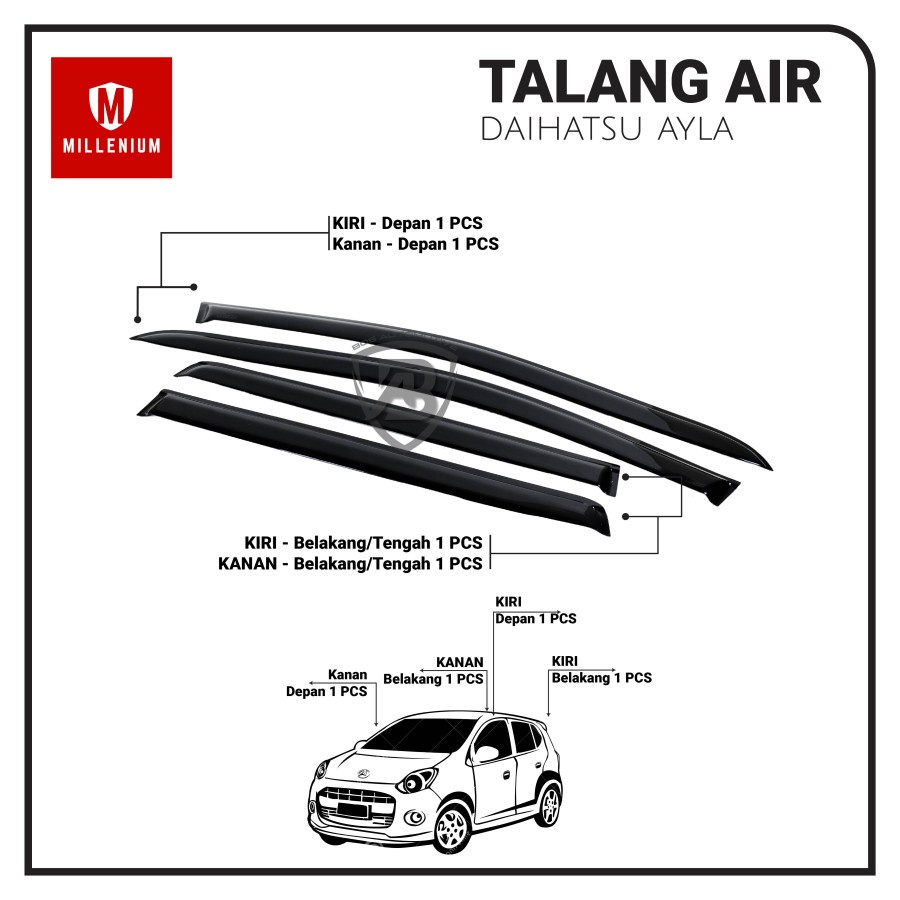 TALANG AIR PINTU MOBIL DAIHATSU AYLA 2012 - 2019 MODEL SLIM