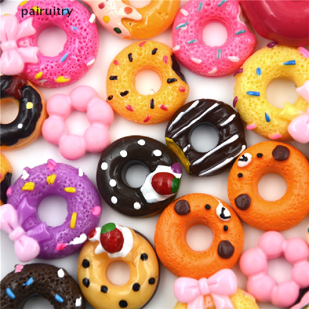 Prt 10 Pcs Miniatur Donat Bahan Resin Untuk Dekorasi Casing Handphone