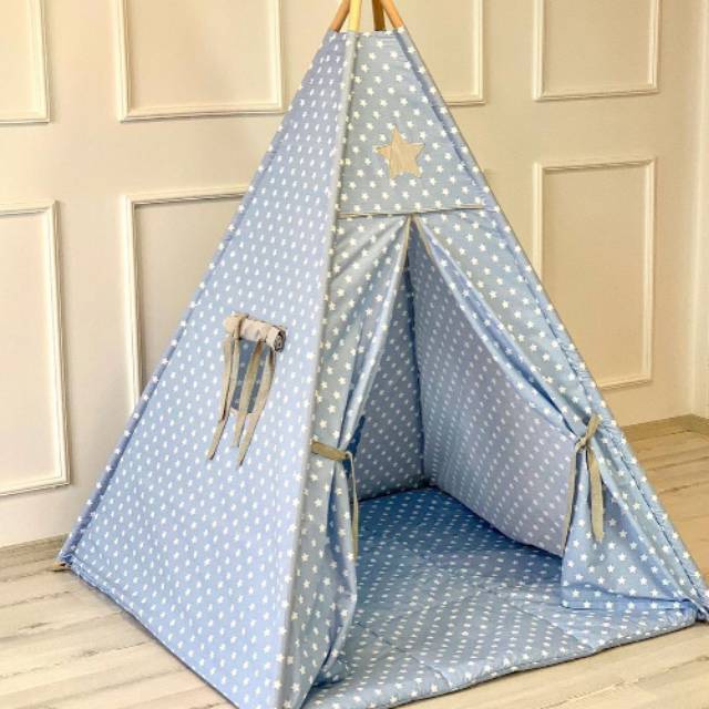 teepee tent tenda indian star dust blue