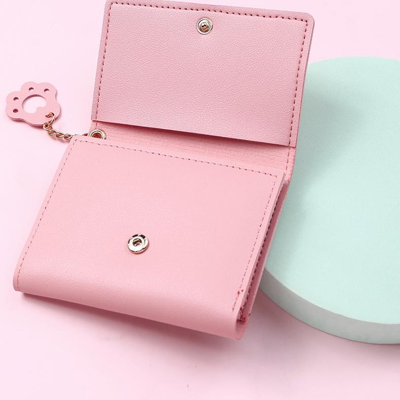 ❋ Dompet Anak Perempuan Lucu Lipat Pendek Mini Karakter Kucing ➬