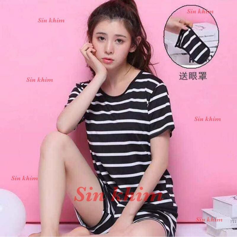 Baju tidur wanita import piyama sleepwear motif pink