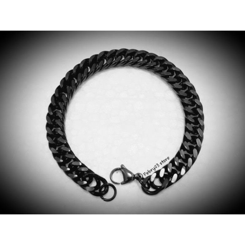 Gelang Tangan Rantai Titanium Hitam