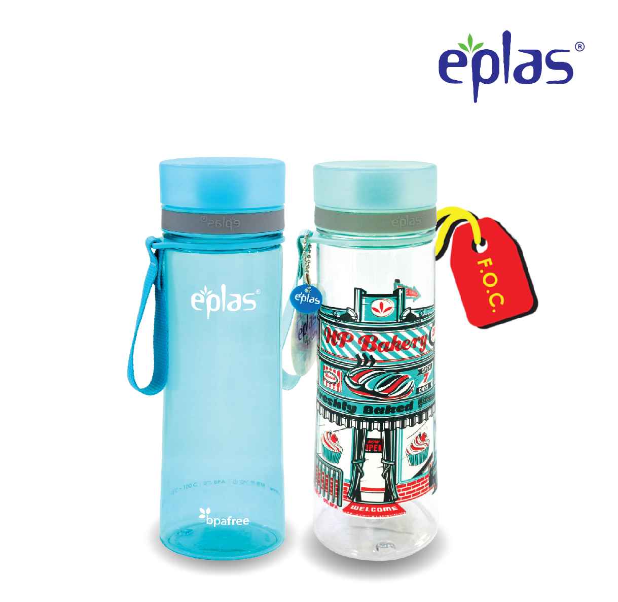 EPLAS Offer Pack 2 In 1 Water Bottle Set (800+800ML), Water Tumbler, Botol Air, BPA Free, Tritan