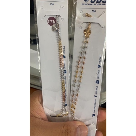 Gelang model emas asli kadar 700 UBS