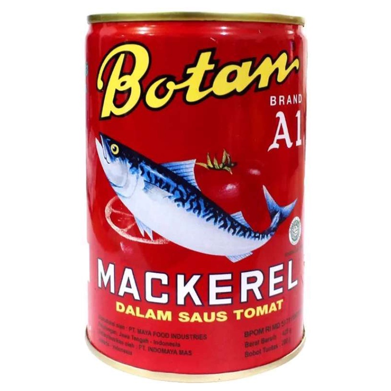 

IKAN KALENG Botan Mackerel (425gr) Sarden Dalam Saus Tomat Brand A1