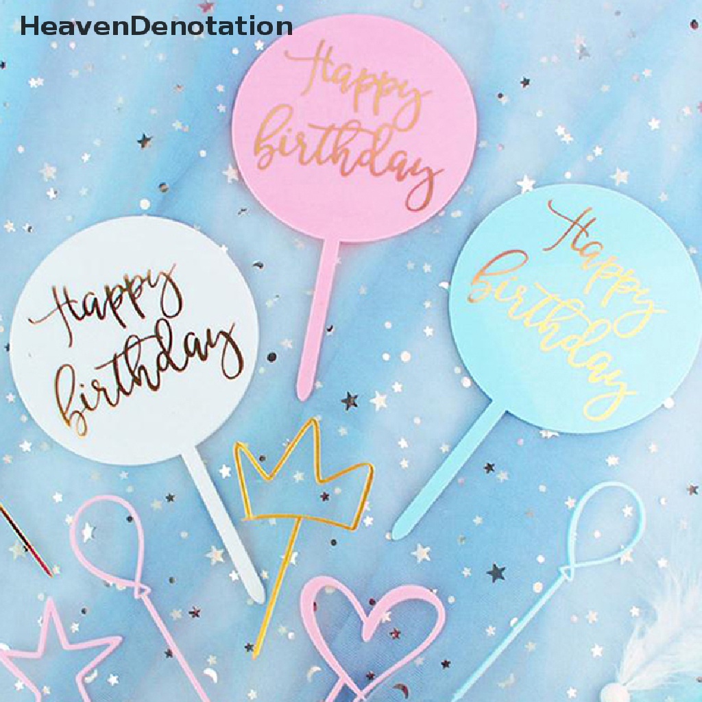 1pc Topper Kue Desain Happy Birthday Bahan Akrilik Untuk Dekorasi Pesta