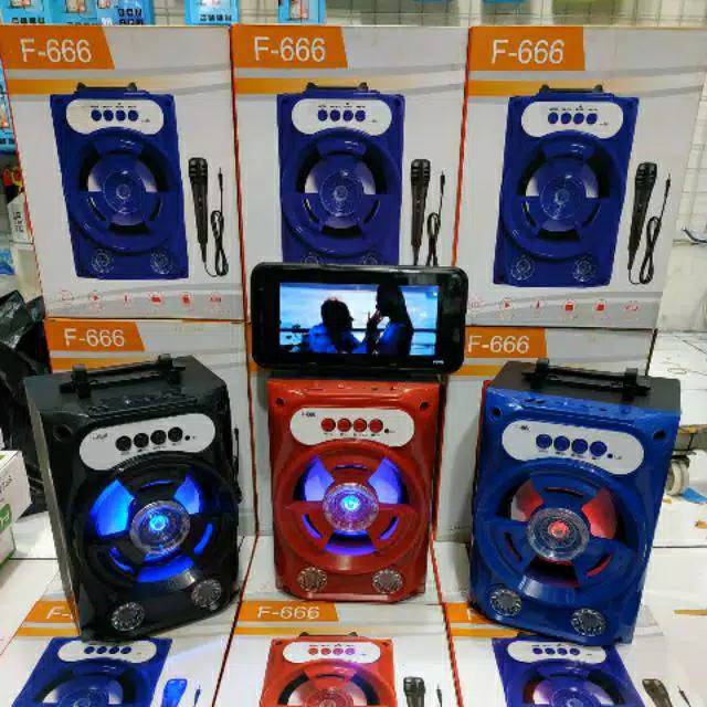 Speaker Bluetooth Aktif F-666 / Speaker Bluetooth LED F-666+mic+tentengan