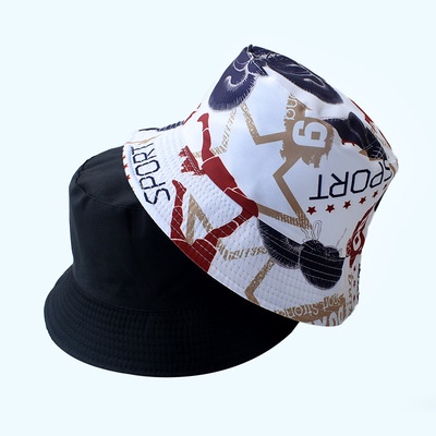 Topi Nelayan Bahan Katun Motif Graffiti Gaya Hip Hop Korea Untuk Unisex