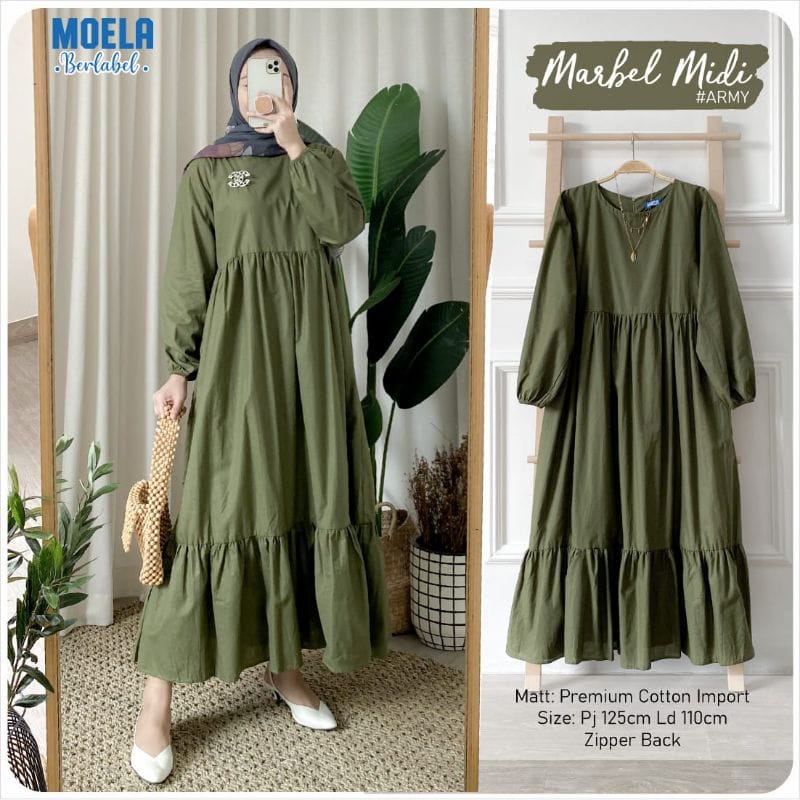 GAMIS MARBEL MIDI DRESS FASHION MUSLIM PREMIUM