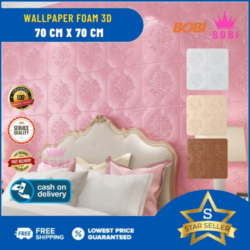 Wallpaper 3D Brickfoam Bunga / Ukuran 70x70cm / Bervariasi Warna