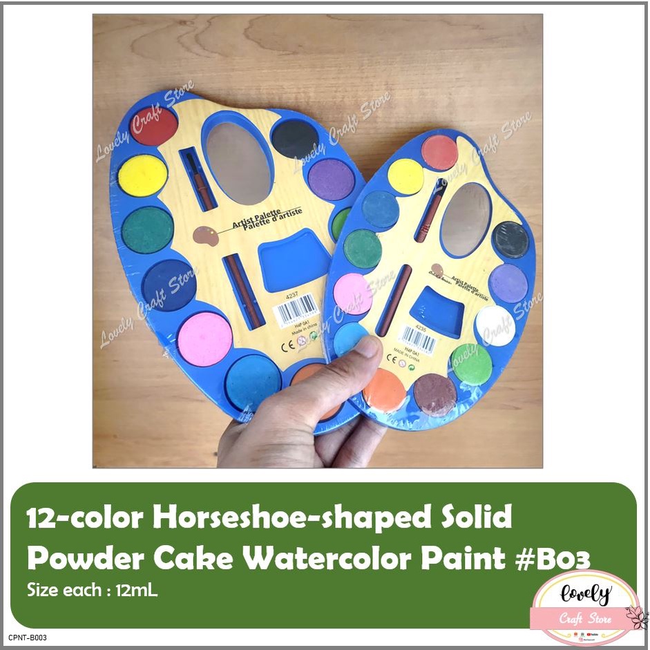 

LovelyCraftStore | B03 ~ 12 colors Horse-shoe shape solid watercolor paint Cat Air Lukis Cat Air Gambar Children Watercolor Paint Palet lukis Palet cat air watercolor palette