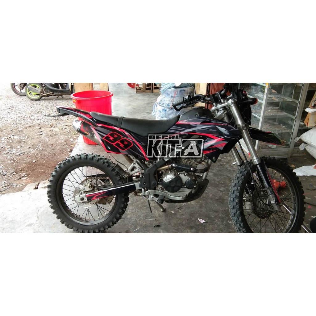 Decal Stiker Motor Klx Bf 150 G Minimalis Simple Merah Hitam