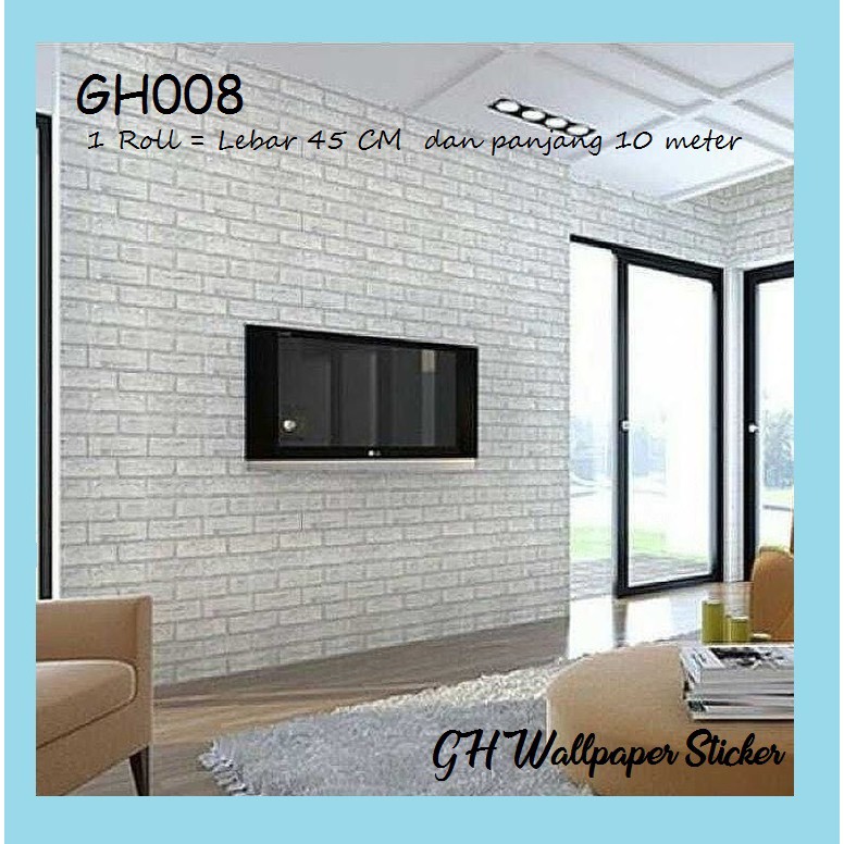 Homedekor Stiker Wallpaper Walpaper Stiker Dinding Pvc Size 45cm x 8m Motif Bata Putih GH008