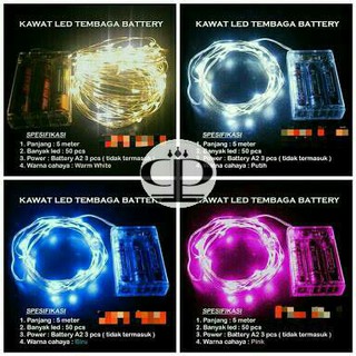  Lampu  Kawat LED Lampu Hias Baterai  Kawat Tembaga 