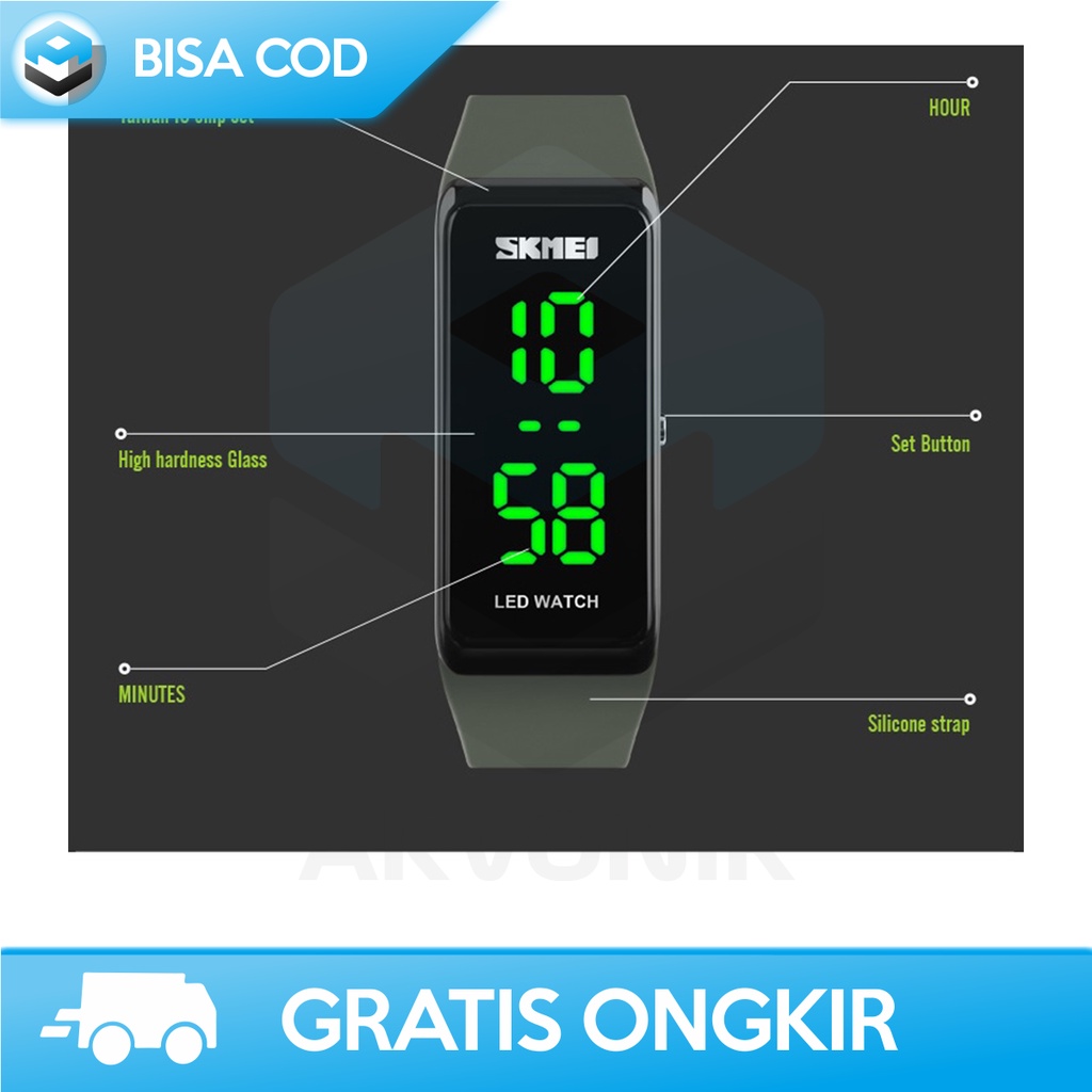 JAM TANGAN PRIA DIGITAL LED WRISTBAND ANTI AIR ORI SKMEI 1265A MURAH