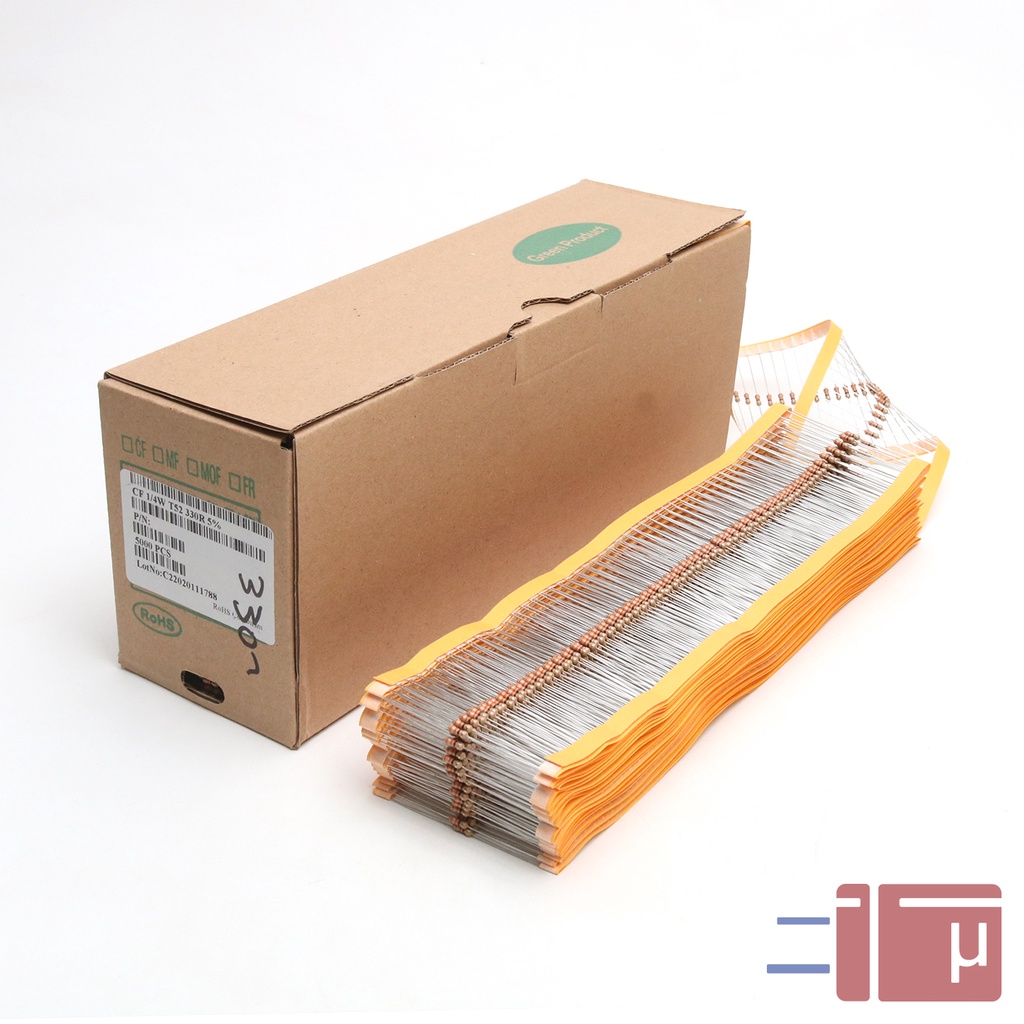 X10 Resistor 330R 330 Ohm 1/4W Karbon 5% Taiwan Kaki Tembaga