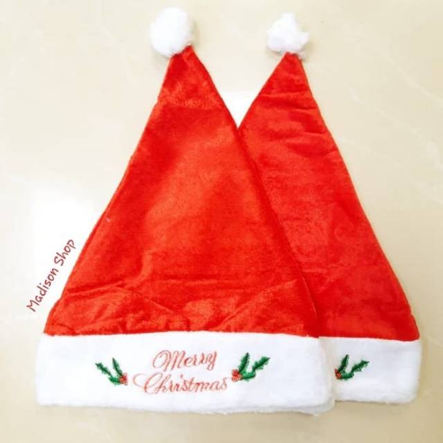 Topo Natal Merry Christmas Bordir Christmas Hat