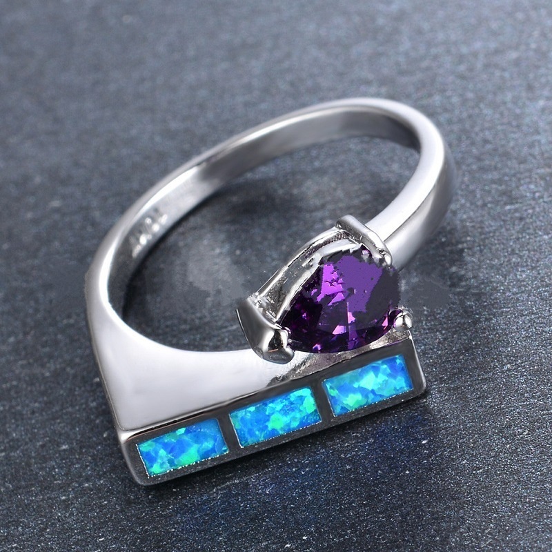 New European and American fashion women's ring cross-border long love opal ring