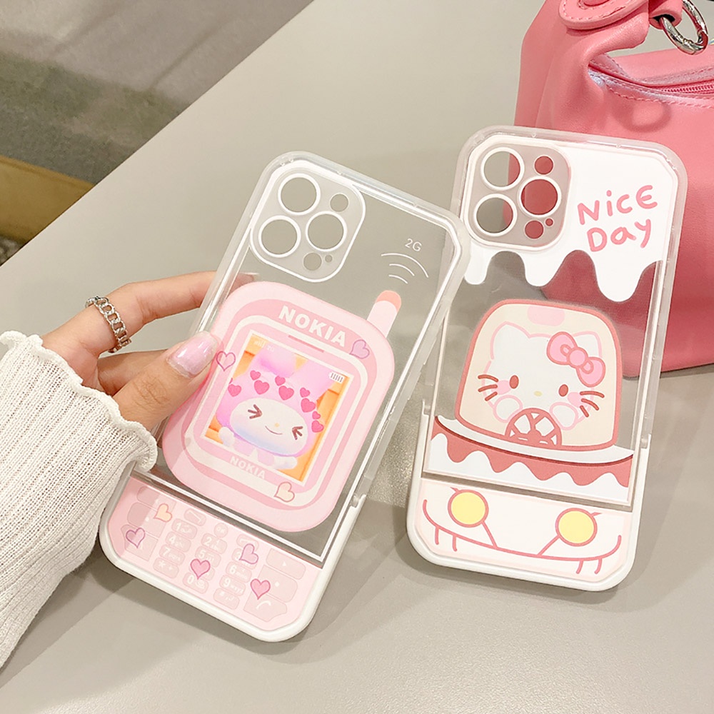 Soft Case Bracket Stand Holder Desain Kartun Kucing Tahan Banting Untuk iPhone 11 12 13 14 Pro Max 6 6S Plus 7 8 14 Plus XR X Xs Max SE 2020 2022