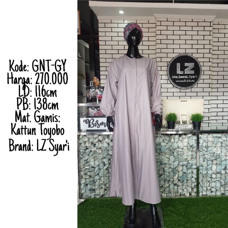 gamis katun polos grey / abu-abu