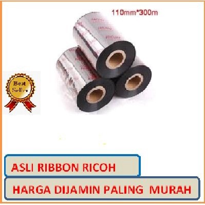 

Hemat Ricoh Ribbon Barcode Wax 110X300Meter Core 1" ( Face Out ) Printer Bergaransi