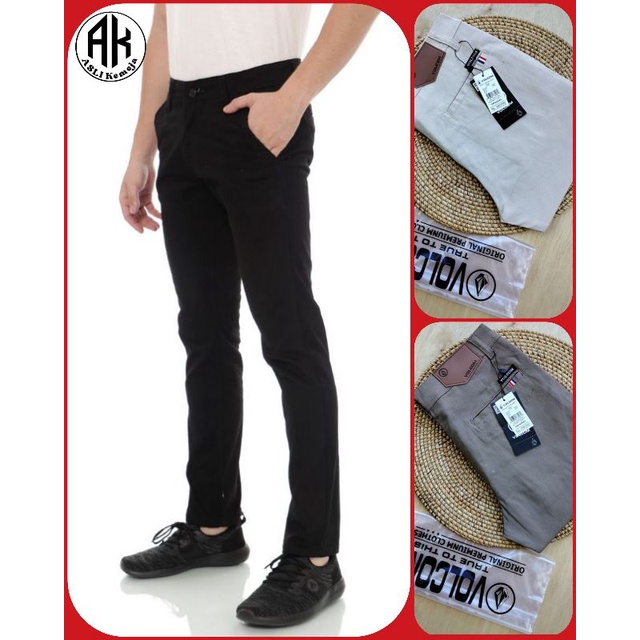 Celana Chinos Pria Panjang Dewasa Kasual Hitam Original