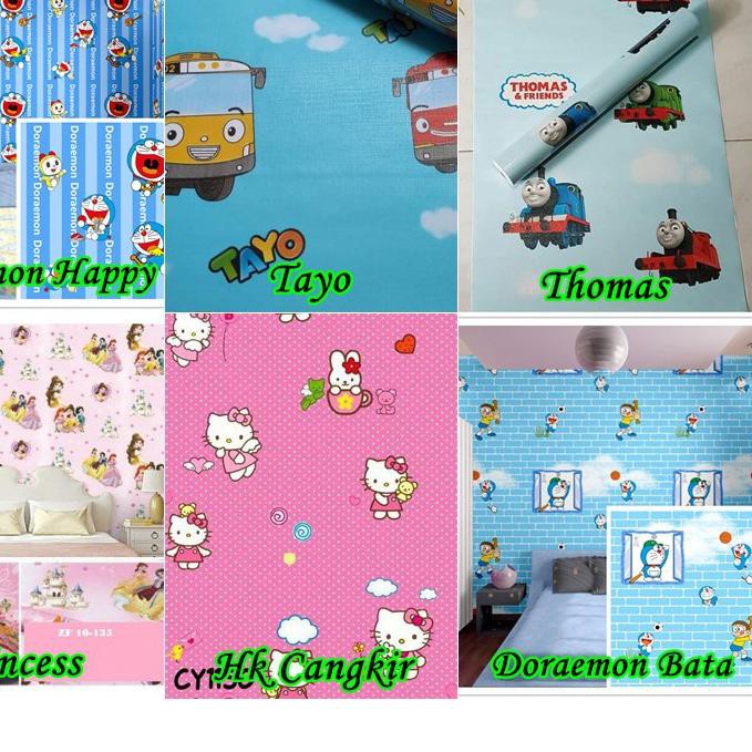 Banyak Potongan Wallpaper Dinding Kamar Tidur Wallsticker Motif Doraemon Hellokitty Bata Shopee Indonesia