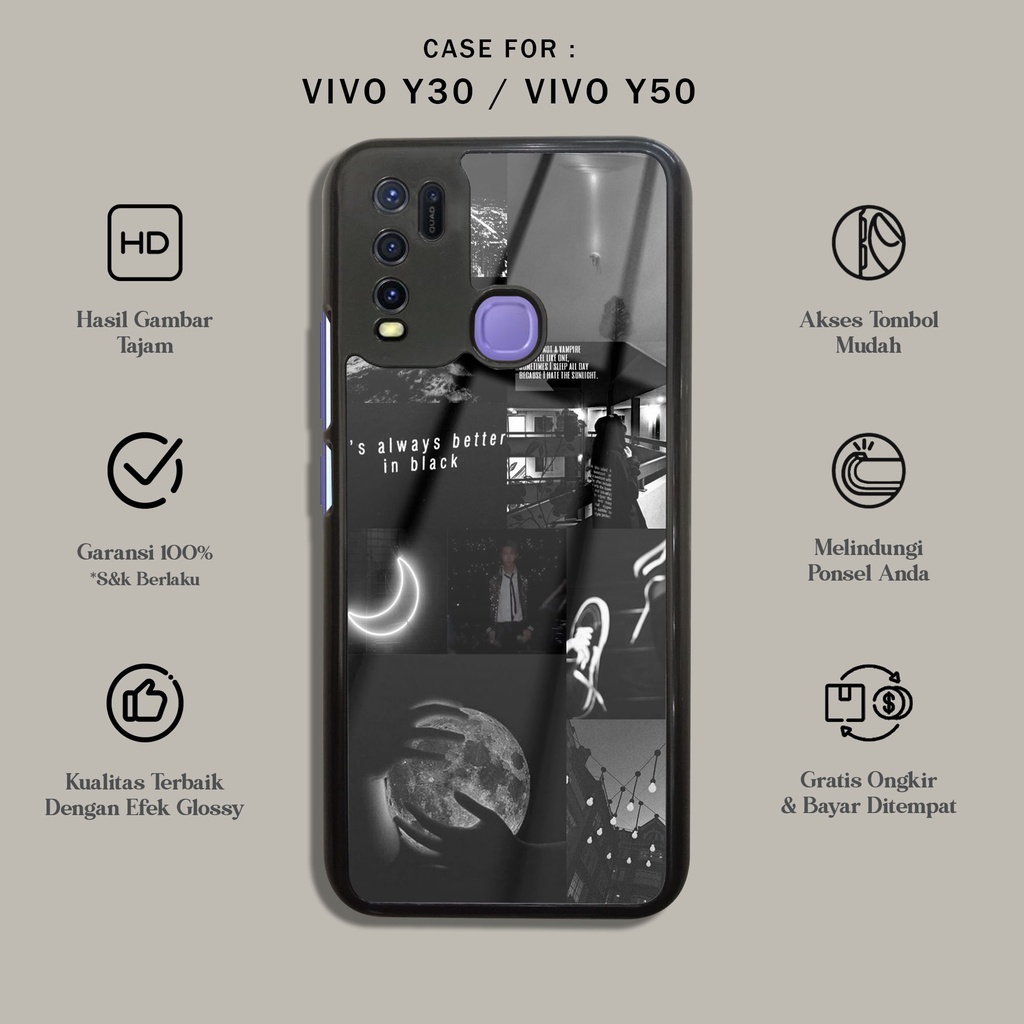 Booming Case Vivo Y30 / Y50 - Fashion Case Motif BLACK AESTHETIC - Casing Vivo Y30 / Y50 - Case hp V