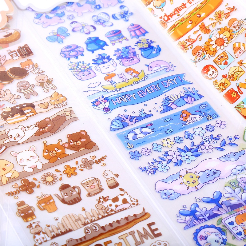 Japanese Cute Character Long Strip Sticker Girl Diary Handbook DIY Decoration Material