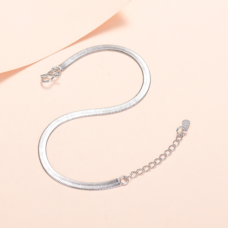 Gelang Kaki Rantai 925 Silver Model Tulang Ular Hati Untuk Wanita