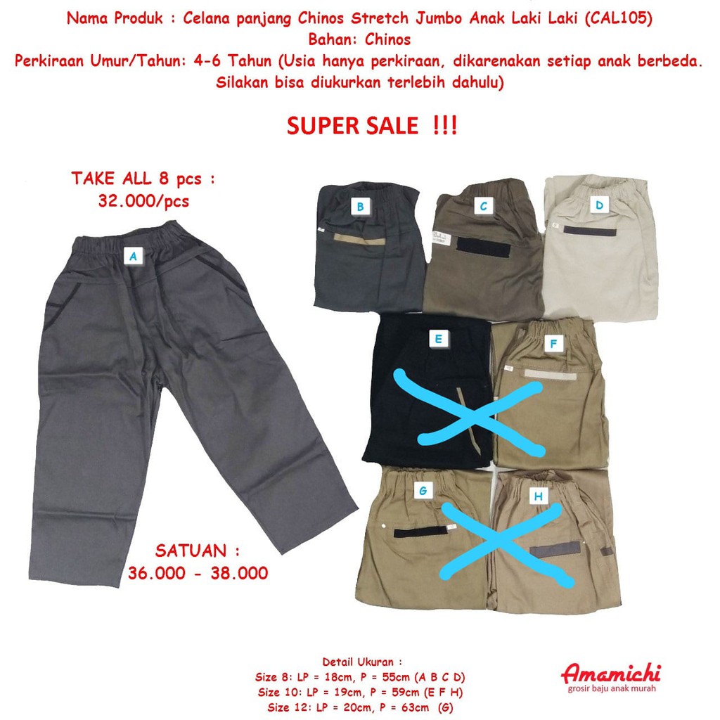 DISKON 4 PCS GROSIR Celana Panjang Chino Stretch Jumbo DISKON 4 PCS GROSIR Celana Panjang Chino Stretch Jumbo