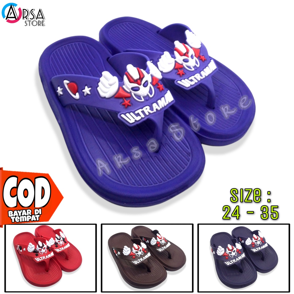 Sendal Jepit Ultraman Anak Laki Laki Terbaru / Sandal Anak Cowok Motif Superhero Umur 2 - 8 Tahun