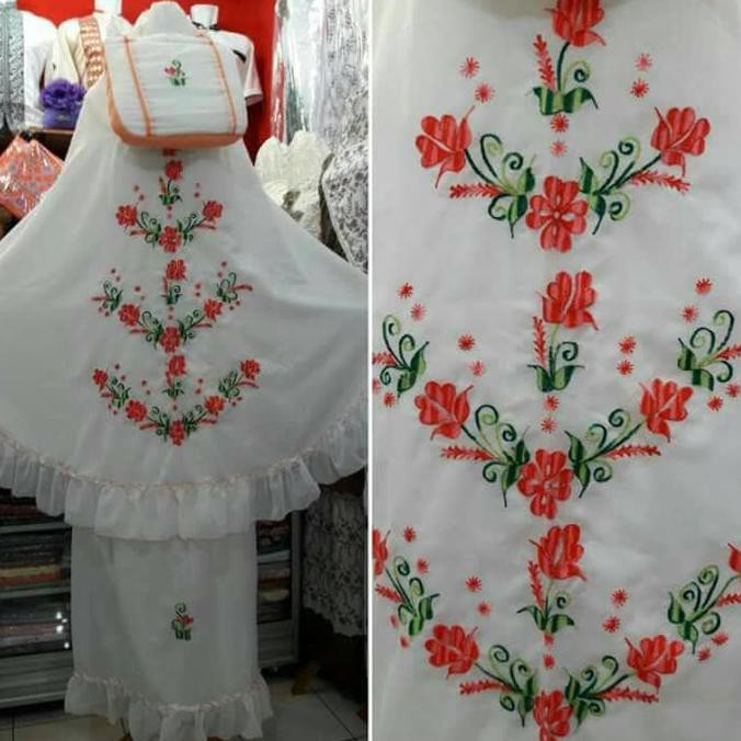 Bukittinggi Original Mukena Sulam Strimin Bukittinggi - Ivory Bordiran Sulaman
