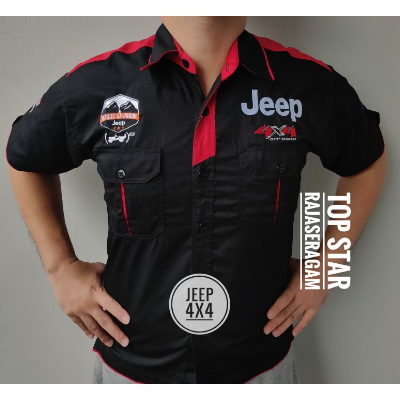 Baju Seragam Kemeja Otomotif JEEP 4X4 Komunitas Moto GP Kemeja Bordir Offroad