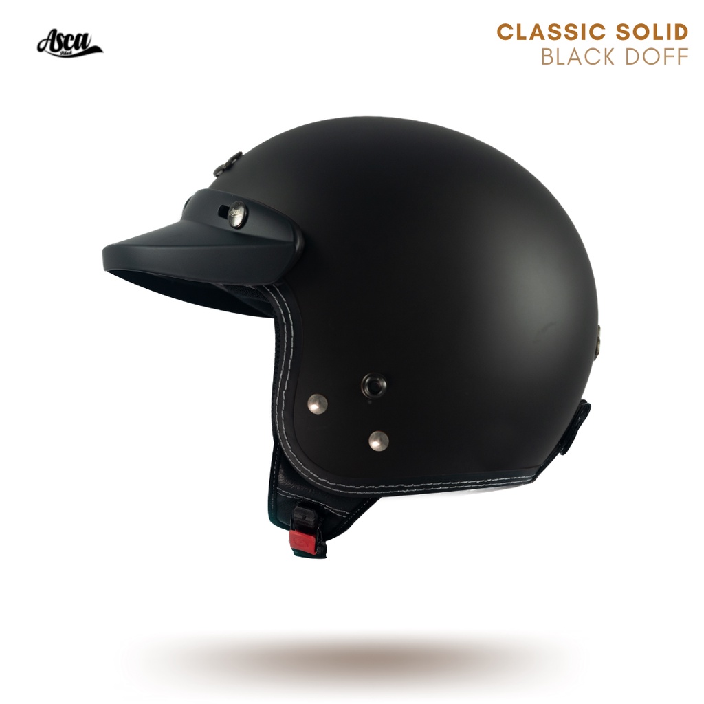 HELM ASCA CLASSIC SOLID BLACK DOFF  HELM RETRO ORI ( BEST SELLER )HELM ASCA RETRO