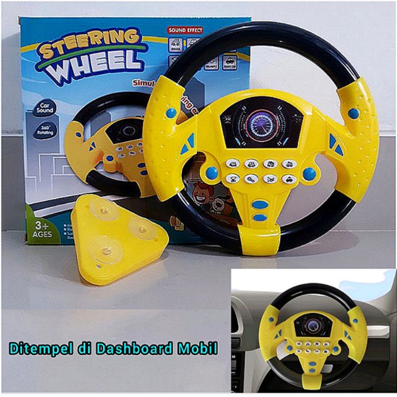 Mainan Baby Steering Wheel - Setir Setiran Anak Simulasi Stir Mobil Tempel Musik Lampu Edukatif