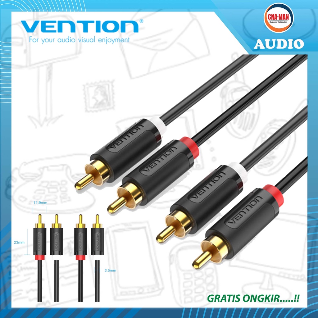 Vention Kabel RCA Audio 2 Male to 2 Male Cable Aux Input 2M 3M 5M