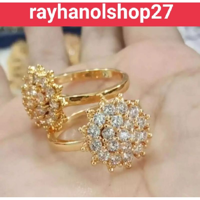 Xuping Cincin wanita motif matahari lapis emas 24k tersedia warna gold dan silver anti karat anti alergi