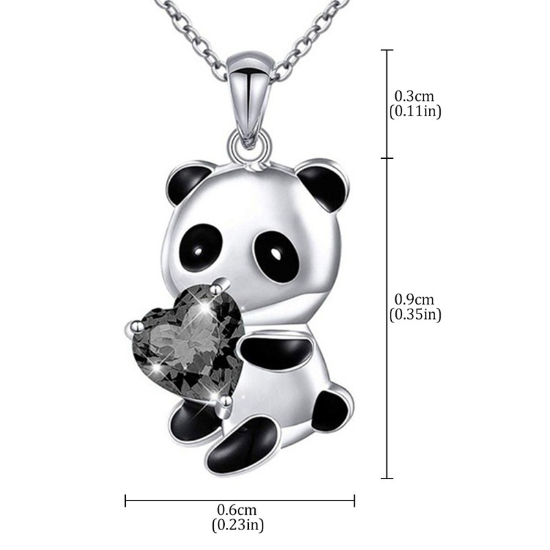 Fancyqube Fashion Panda Pendant Necklace Heart Gemstone Panda Charm Necklaces Animal Pendants Necklaces Jewelry